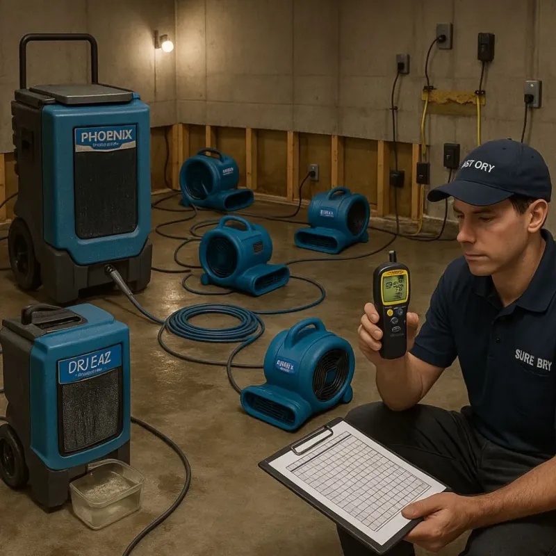 Structural Drying and Dehumidification process in Lake Forest, CA